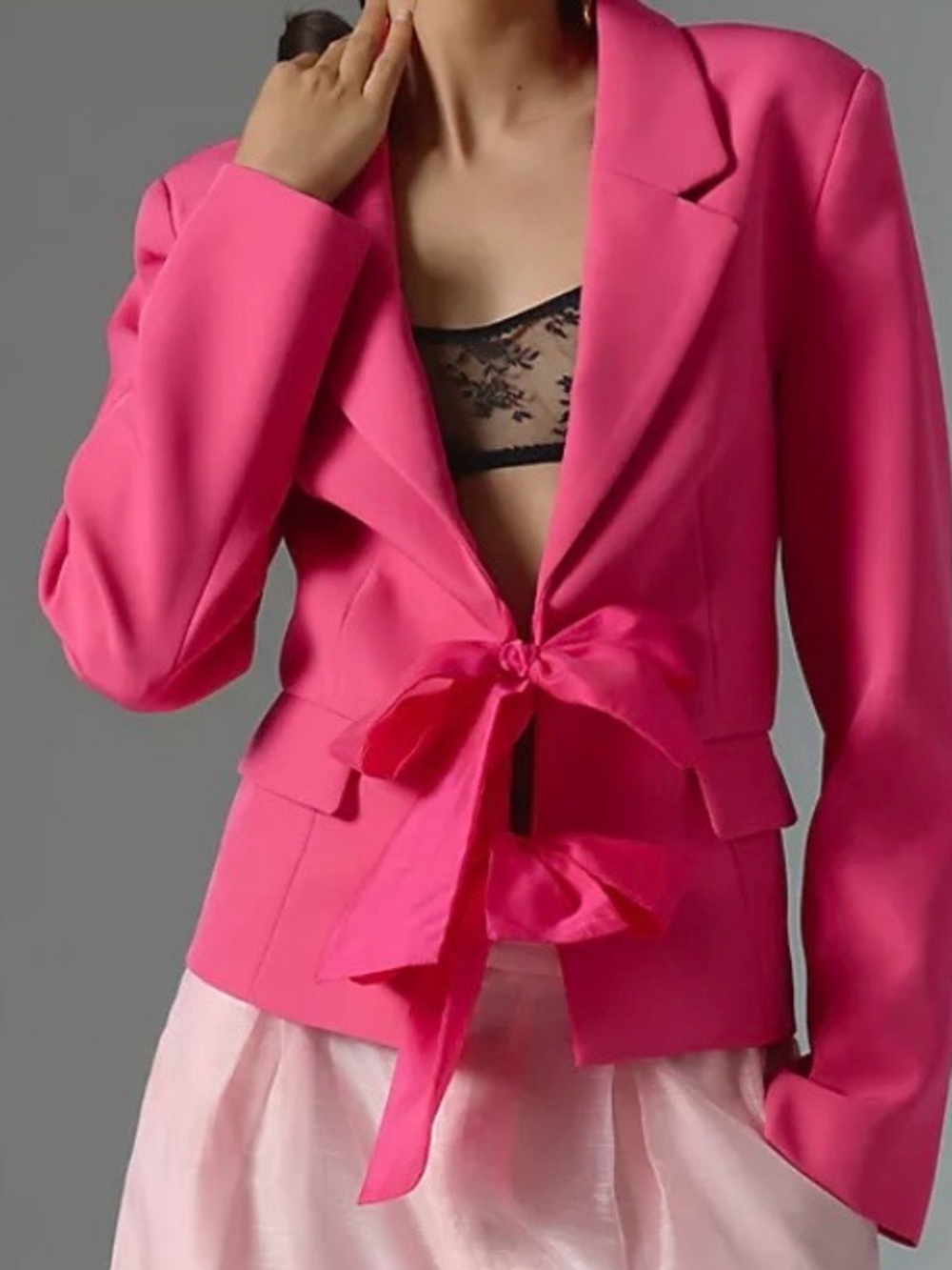 Anthropology Maeve Cropped Bow Blazer